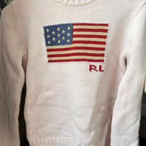 Ralph Lauren Pink Pony Women's Size Small Sweater with USA American Flag Design